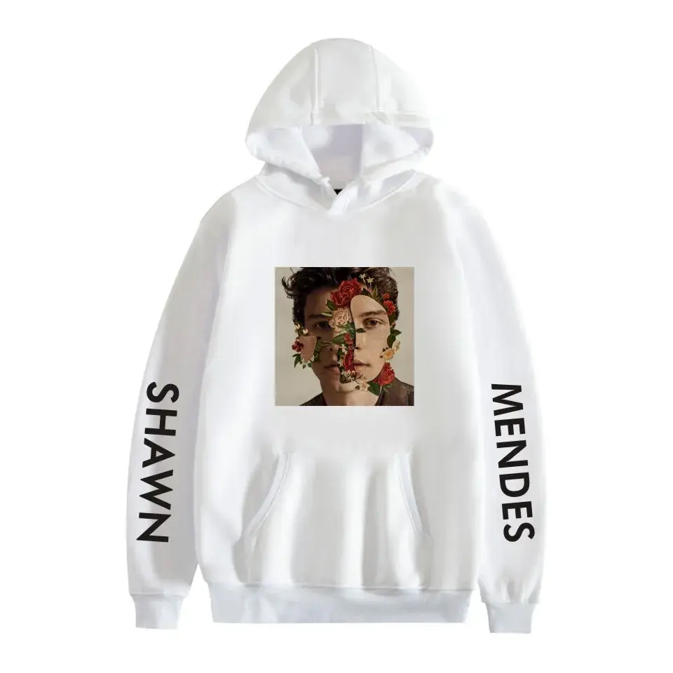 White Hooded Sweatshirt with Printed Design