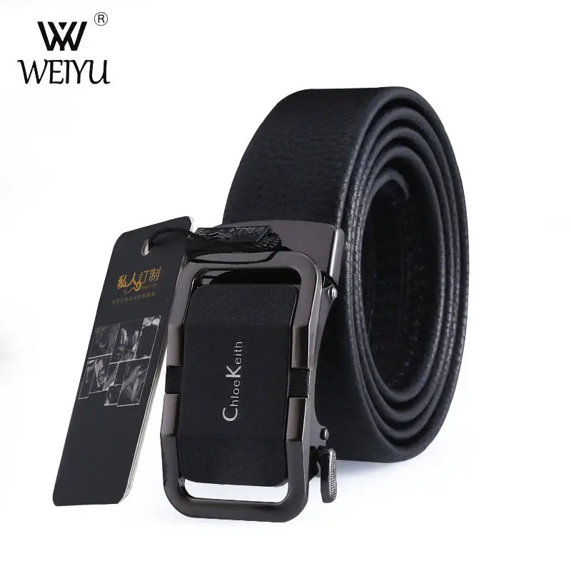 Men's Black Leather Belt with Buckle Wholesale