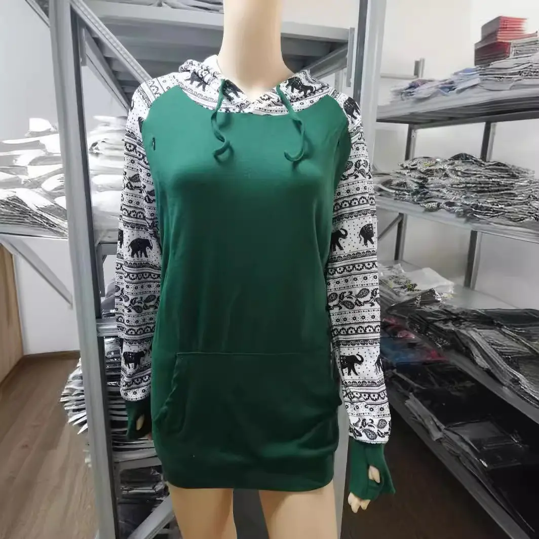 Women's Grey Hooded Sweatshirt with Elephant Print - Image 5