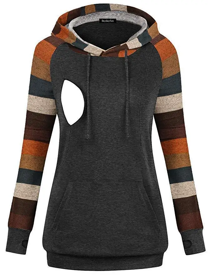 Women's Grey Hooded Sweatshirt with Elephant Print — feature 4