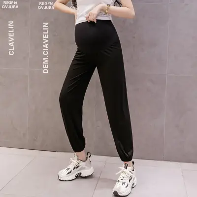 Pregnant Women's Black Loose Leggings Large Size - Image 9