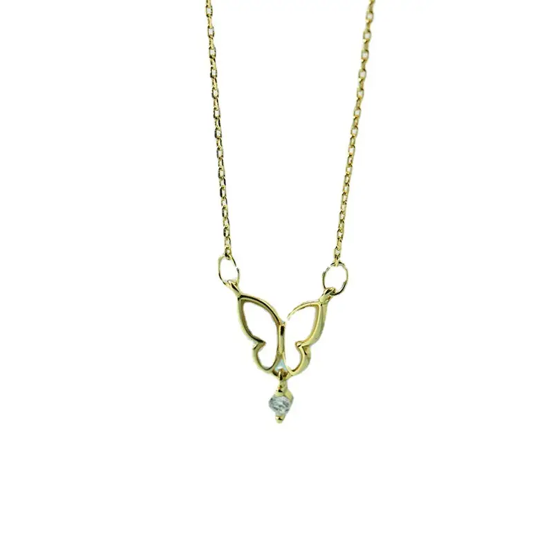 Women's Butterfly Necklace with Crystal Drop - Image 5
