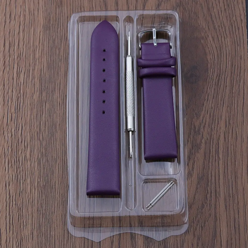 Purple Leather Watch Strap Set with Pen