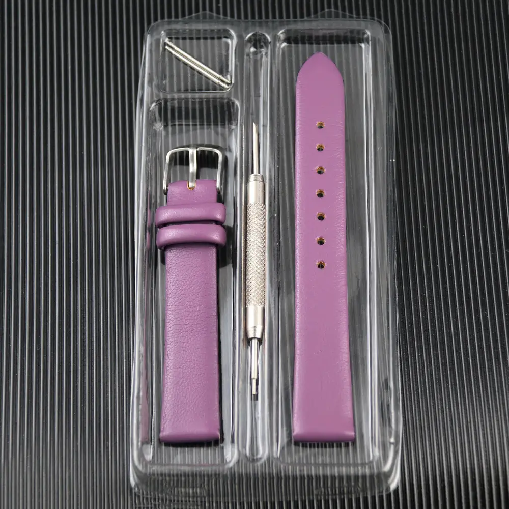 Purple Leather Watch Strap Set with Pen