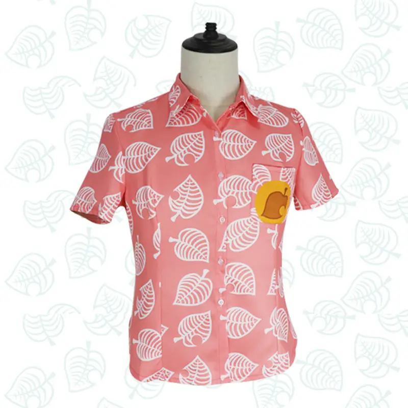 Men Green Leaf Print Short Sleeve Shirt - Image 6