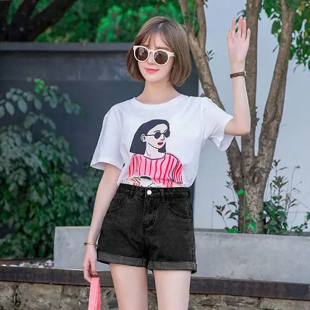 Women Wide Leg Denim Shorts High Waist 2020 Summer - Image 5
