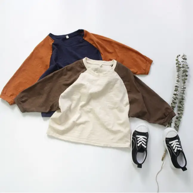 2026 Spring Boys Long Sleeve T-Shirt Cream Brown - Image 3