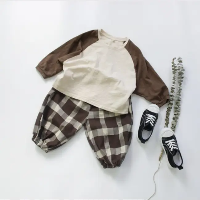 2026 Spring Boys Long Sleeve T-Shirt Cream Brown - Image 4