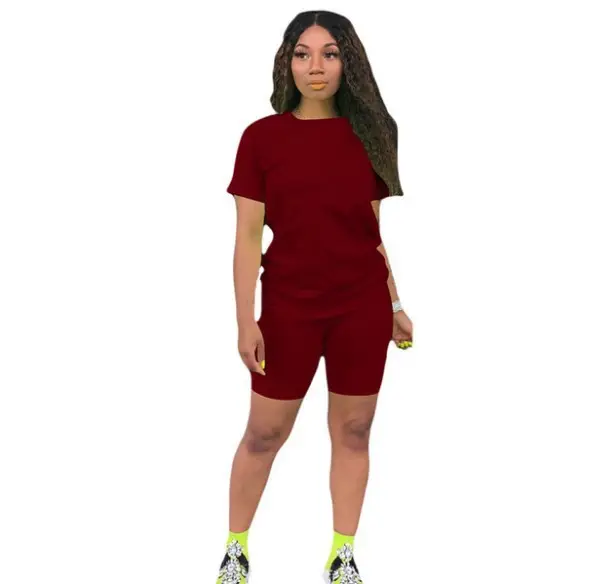 Women Cross-Border Pure Color Sports Suit Casual Two-Piece Export Suit