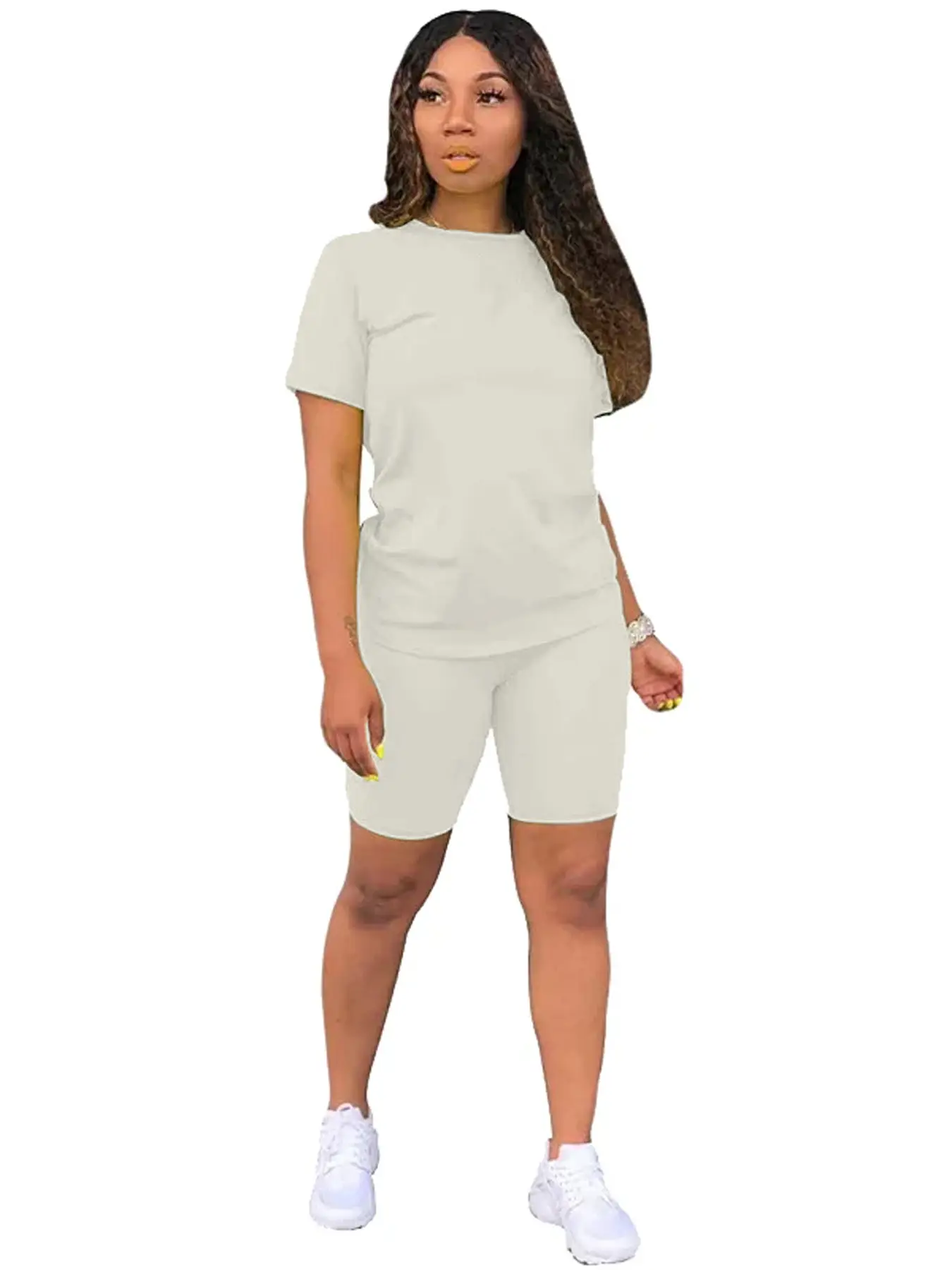 Women Cross-Border Pure Color Sports Suit Casual Two-Piece Export Suit