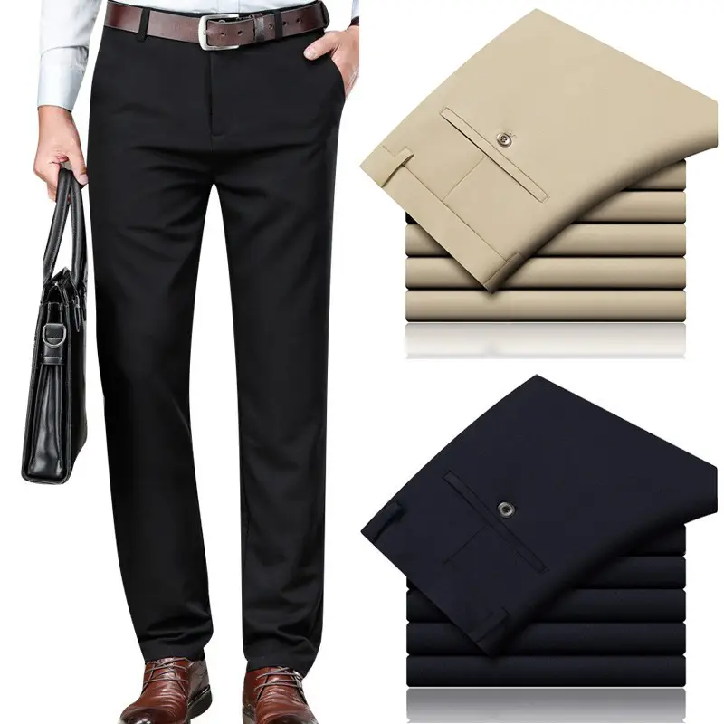 Men's Thin Straight Stretch Pants Navy Blue Summer - Image 7