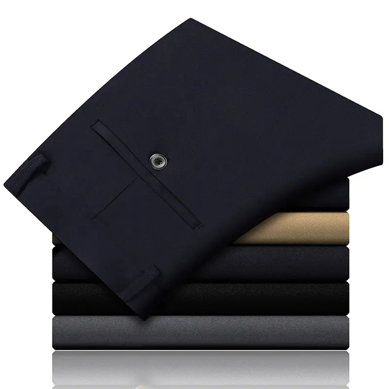 Men's Thin Straight Stretch Pants Navy Blue Summer - Image 11