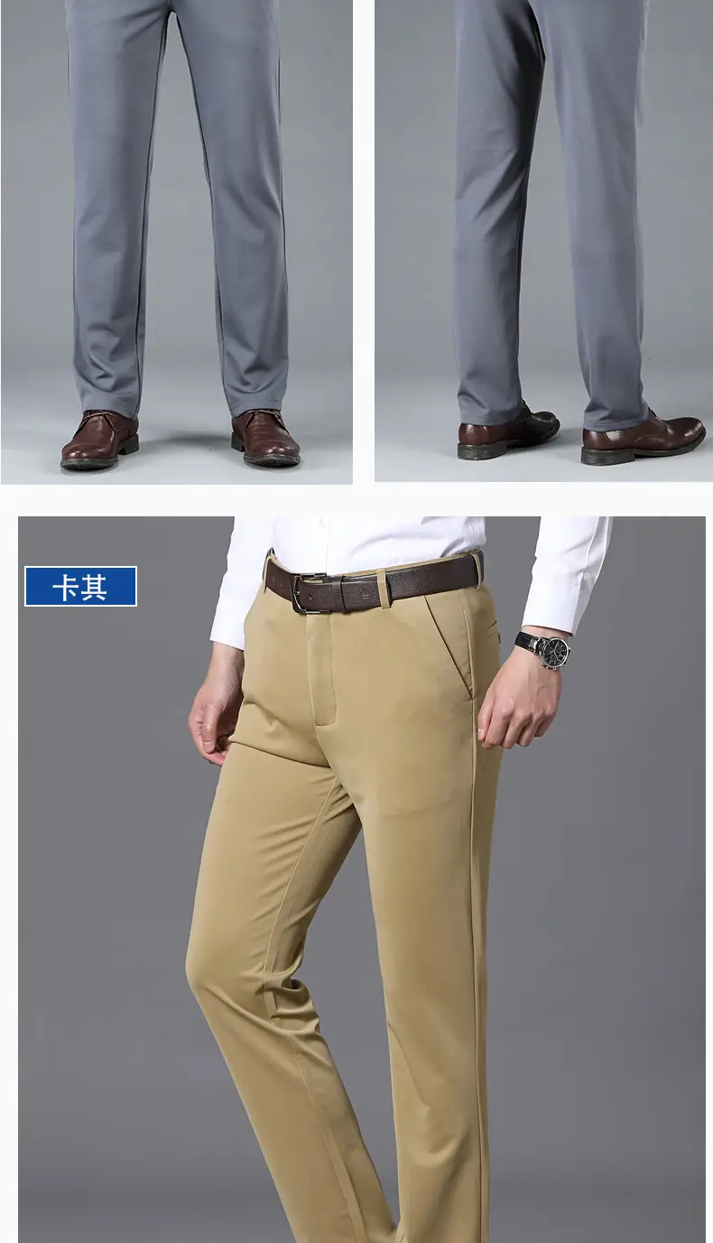 Men's Thin Straight Stretch Pants Navy Blue Summer — feature 15