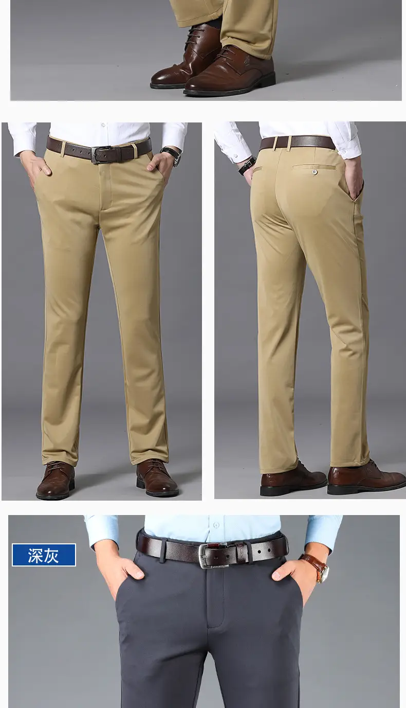 Men's Thin Straight Stretch Pants Navy Blue Summer — feature 16