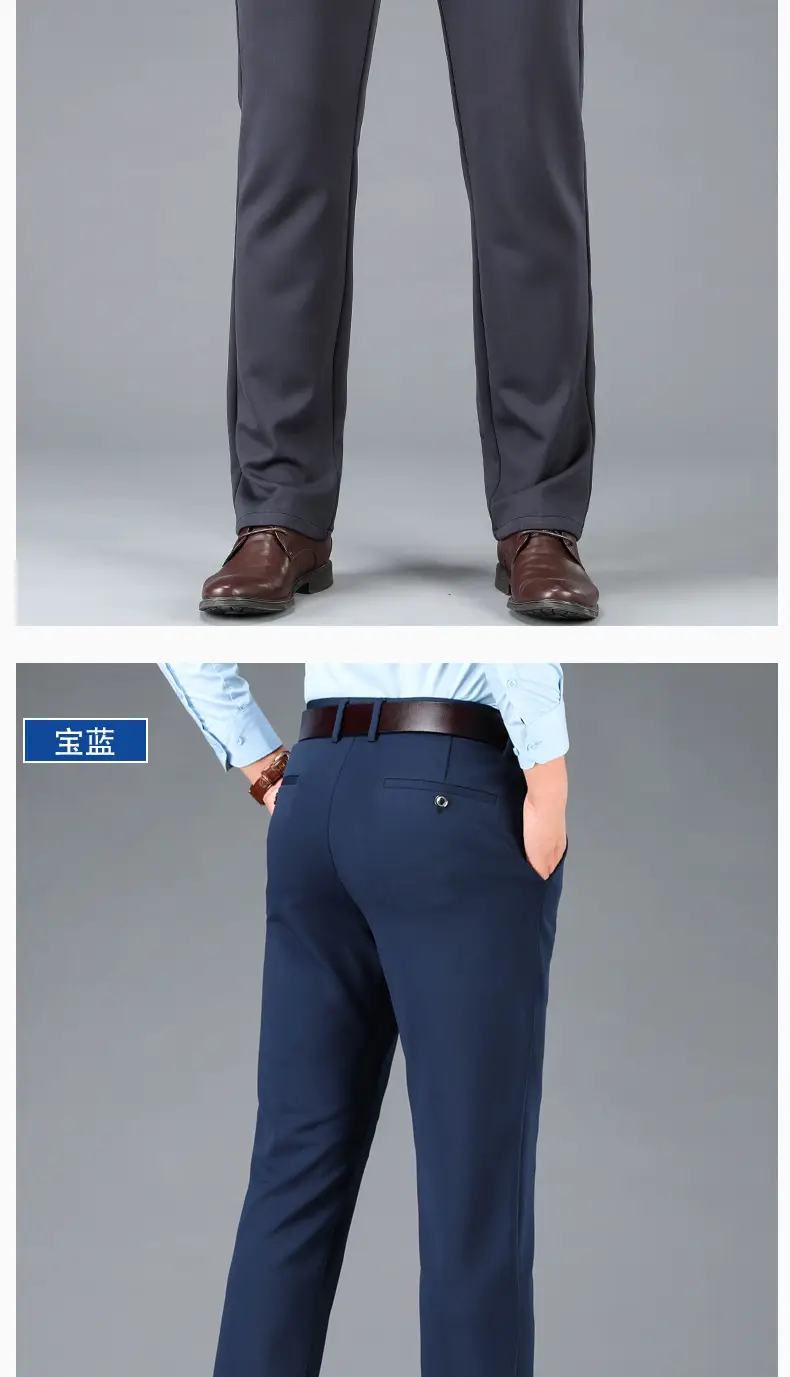 Men's Thin Straight Stretch Pants Navy Blue Summer — feature 17