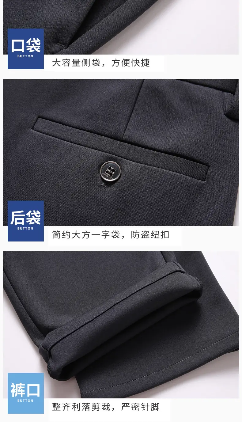 Men's Thin Straight Stretch Pants Navy Blue Summer — feature 19
