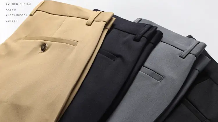 Men's Thin Straight Stretch Pants Navy Blue Summer — feature 7