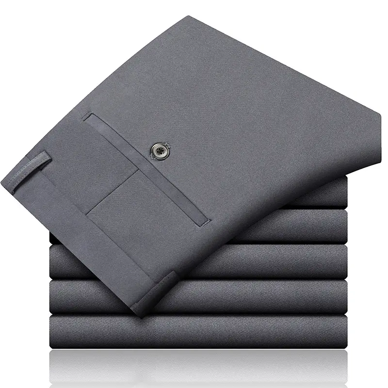 Men's Thin Straight Stretch Pants Navy Blue Summer - Image 2