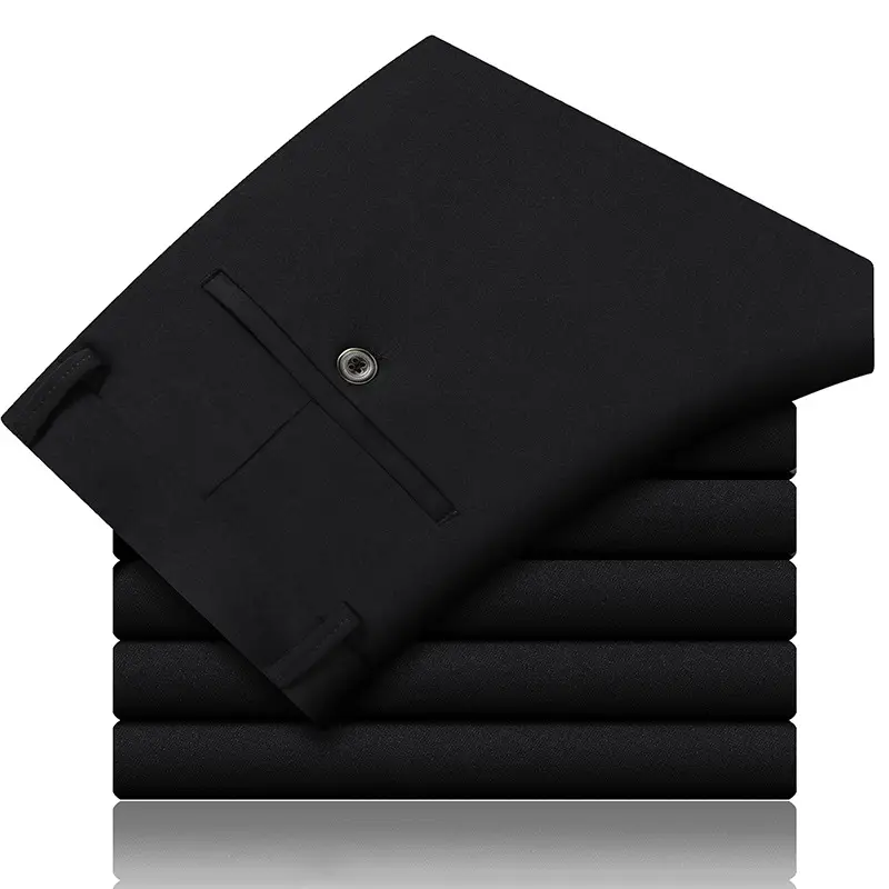 Men's Thin Straight Stretch Pants Navy Blue Summer - Image 3