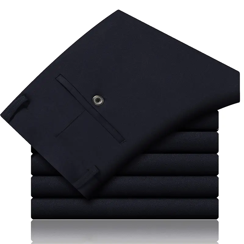 Men's Thin Straight Stretch Pants Navy Blue Summer - Image 4