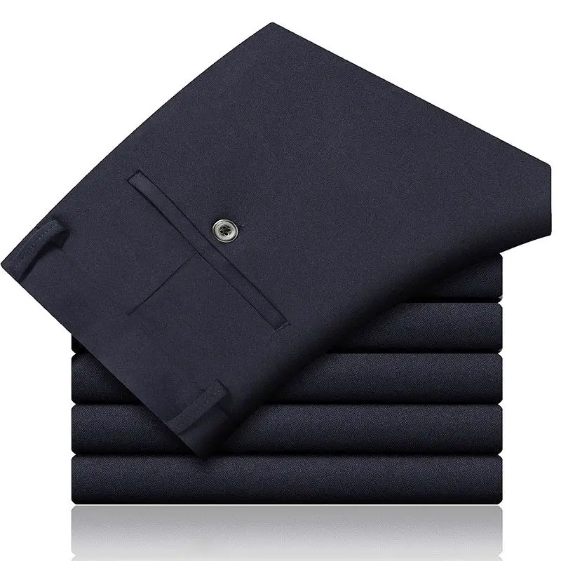 Men's Thin Straight Stretch Pants Navy Blue Summer - Image 5