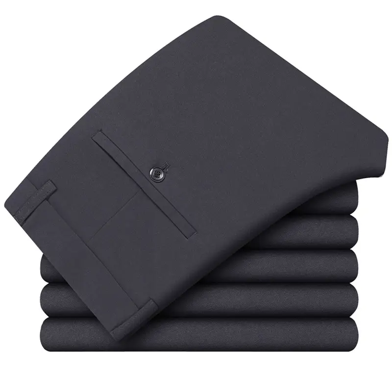 Men's Thin Straight Stretch Pants Navy Blue Summer - Image 6