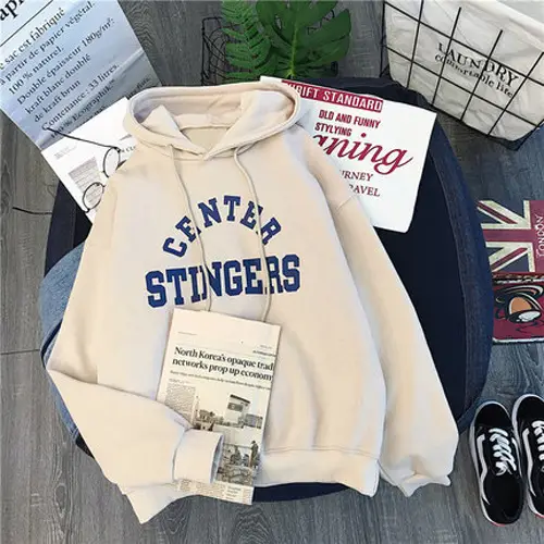 Women Center Stingers Fleece Hoodie Cream All Season - Image 4