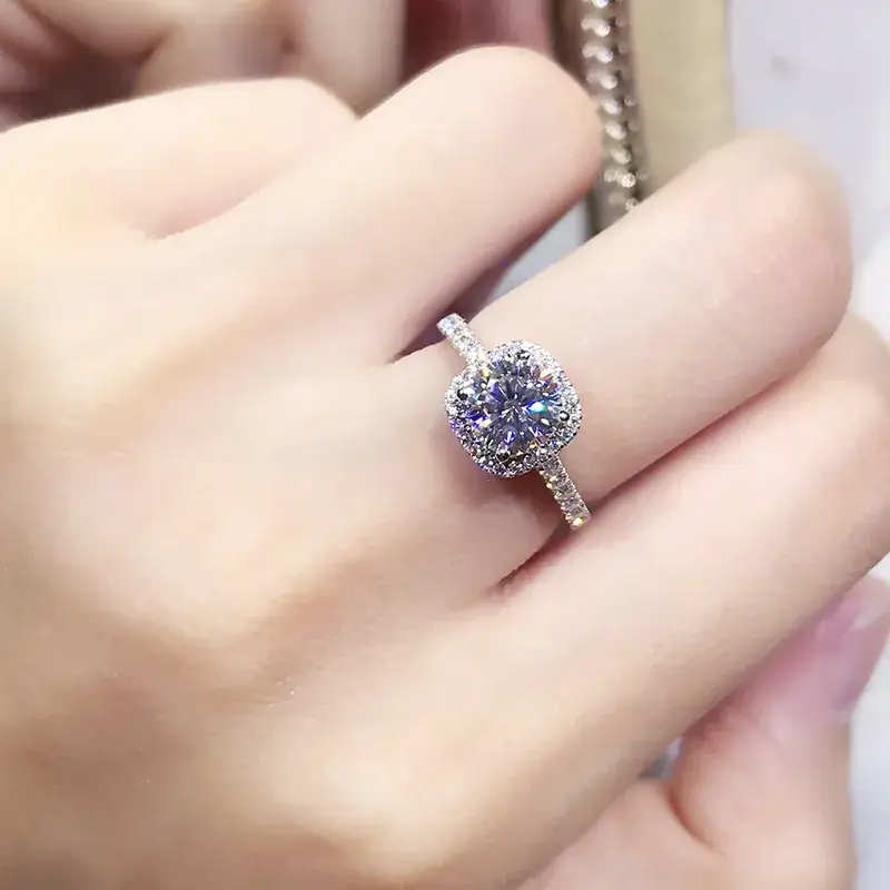 925 Sterling Silver Moissanite Square Diamond Ring for Women - Image 3