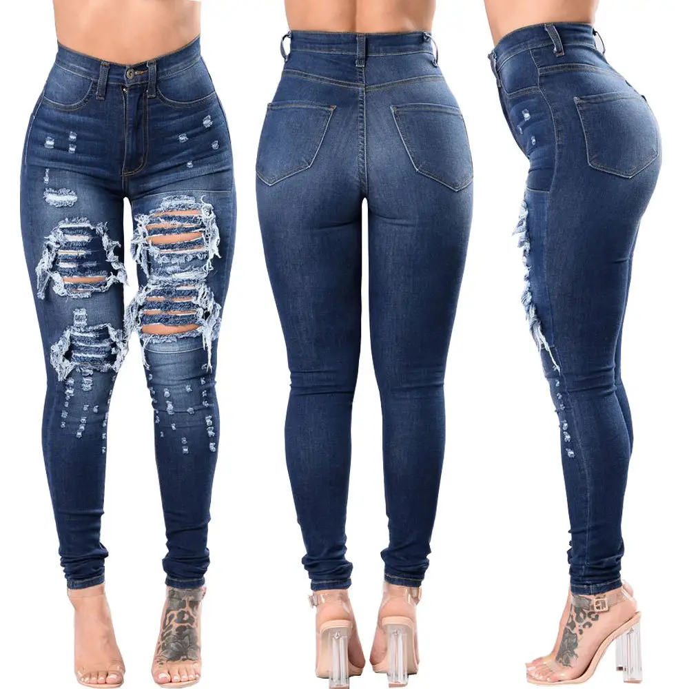 Women Ripped Black Leggings with White Top — feature 2