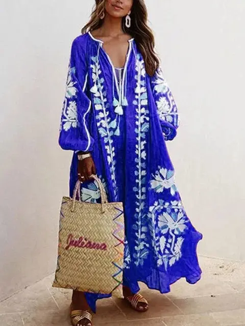 Women V-Neck Printed Long Sleeve Kurta Set Olive Green