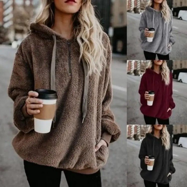 Pink Long Sleeve Hooded Women's Sweater Jacket - Image 9