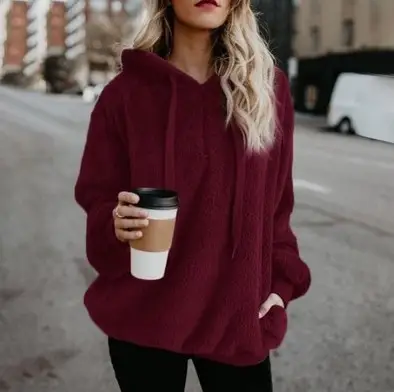 Pink Long Sleeve Hooded Women's Sweater Jacket - Image 11