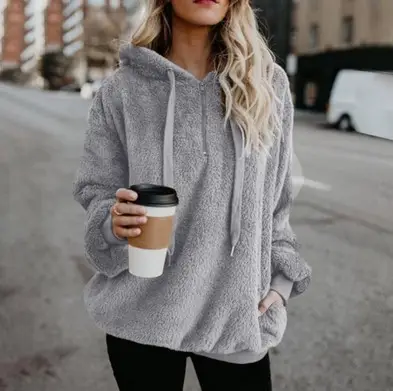 Pink Long Sleeve Hooded Women's Sweater Jacket - Image 3