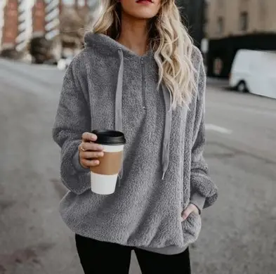 Pink Long Sleeve Hooded Women's Sweater Jacket - Image 4