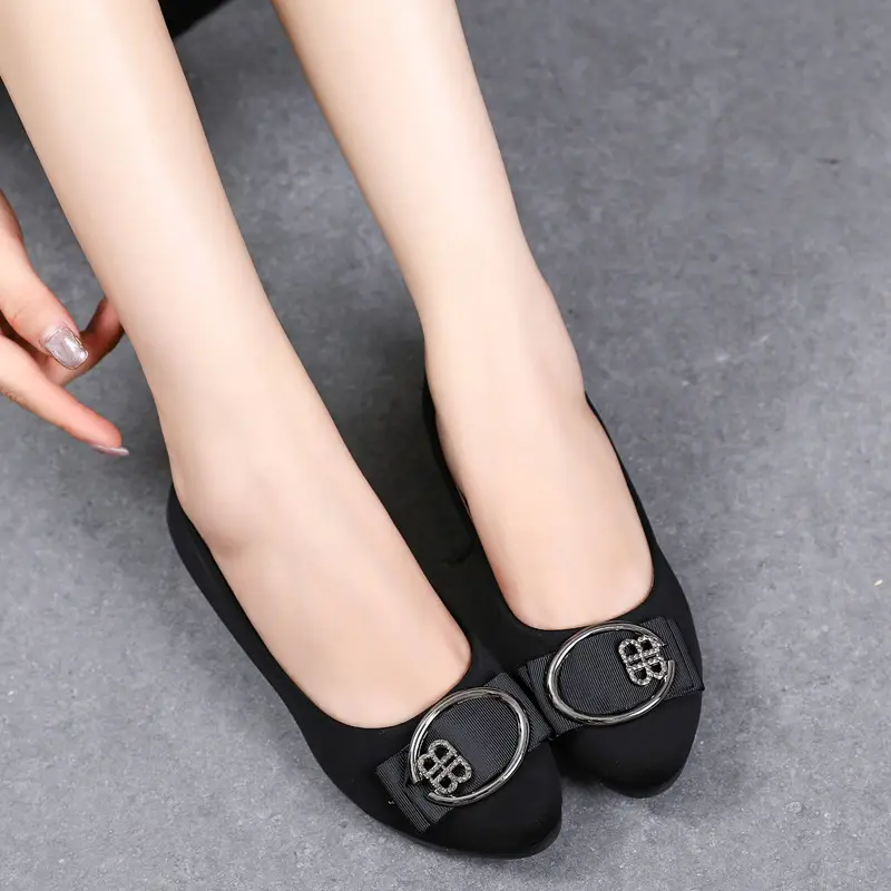 Old Beijing Cloth Shoes Fashion Work Shoes Women's Black Wedge Professional Shoes Round Toe Soft Sole Mother Shoes Mid-Heel Work Shoes - Image 5