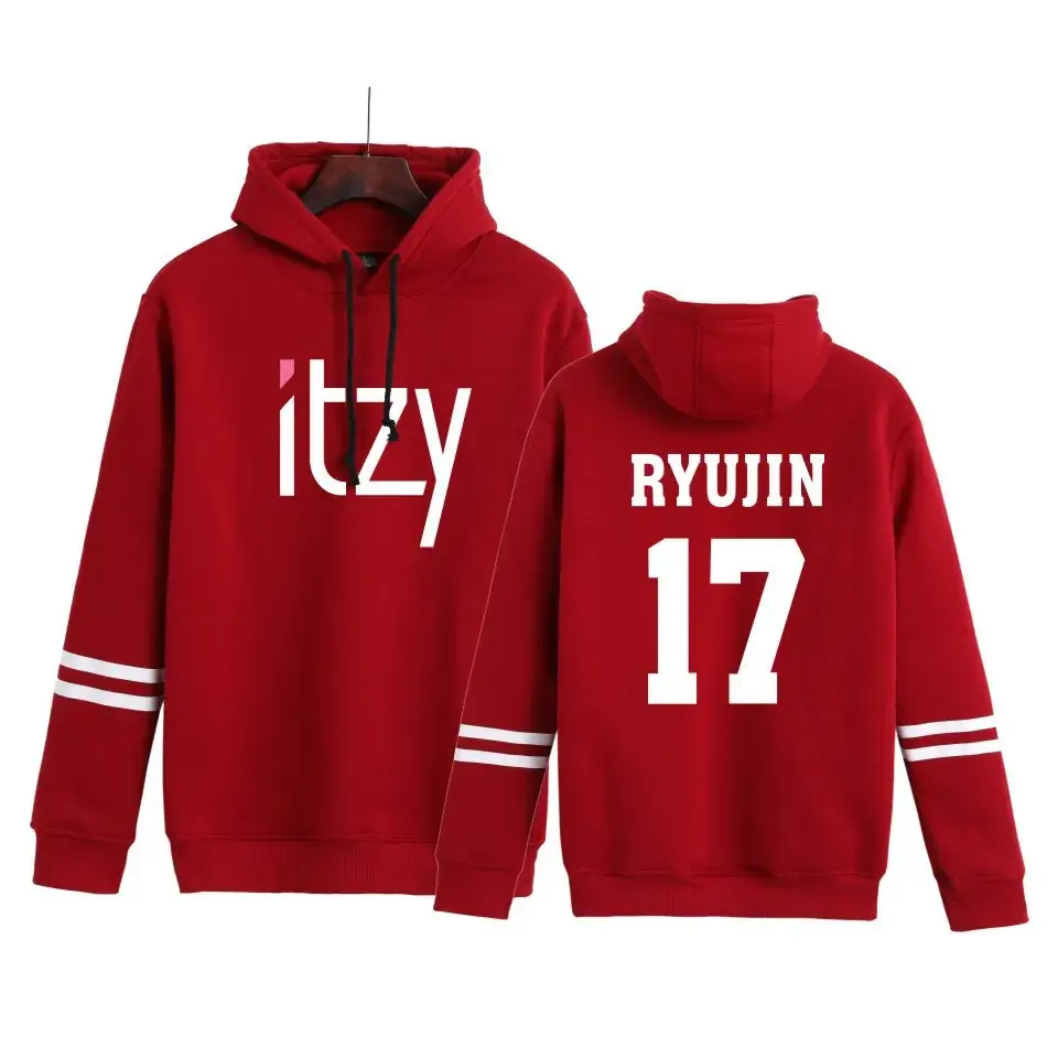 Red Hooded Sweatshirt Set Itz Chaeryong05 Plus Size - Image 8
