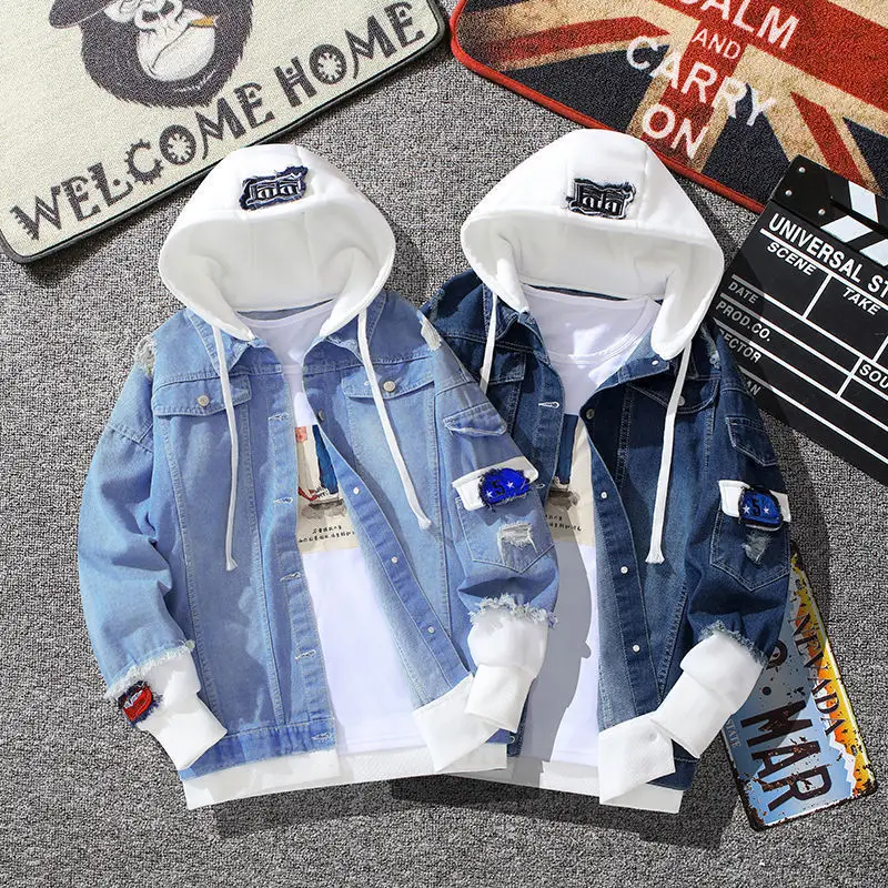 Men's Blue Denim Hoodie Jacket Slim Fit Winter Wear - Image 4