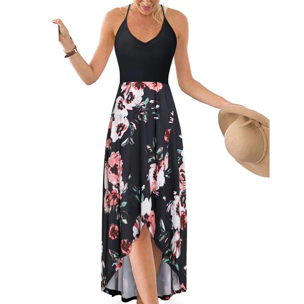Printed V-Neck Sleeveless Dress for Women Summer - Image 2