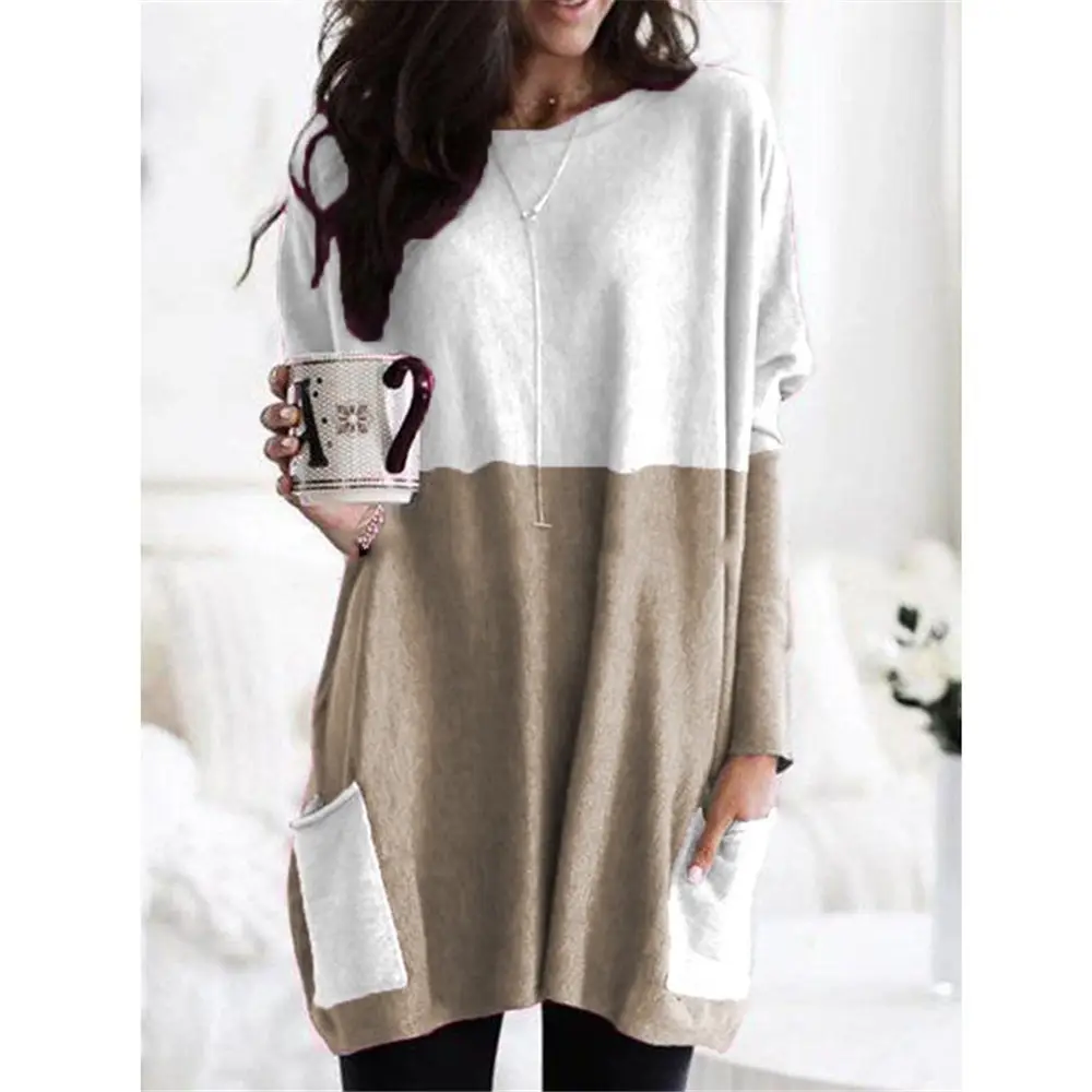 Women Long Sleeve T-Shirt Teal Casual Pocket Autumn Winter - Image 16