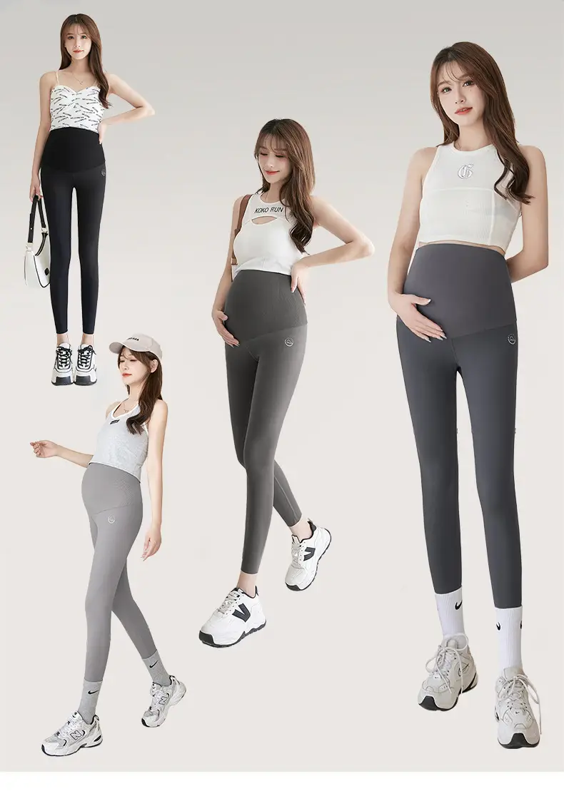Pregnant Women's Warm Honeycomb Leggings Gray — feature 12