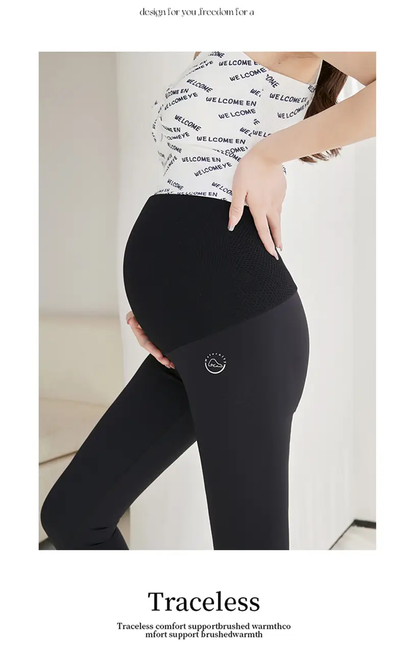 Pregnant Women's Warm Honeycomb Leggings Gray — feature 19