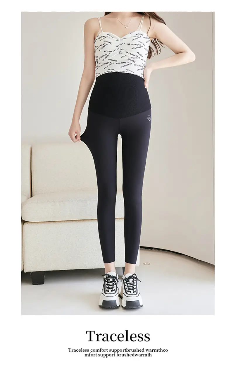 Pregnant Women's Warm Honeycomb Leggings Gray — feature 21