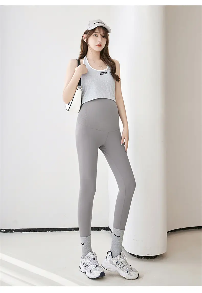 Pregnant Women's Warm Honeycomb Leggings Gray — feature 24