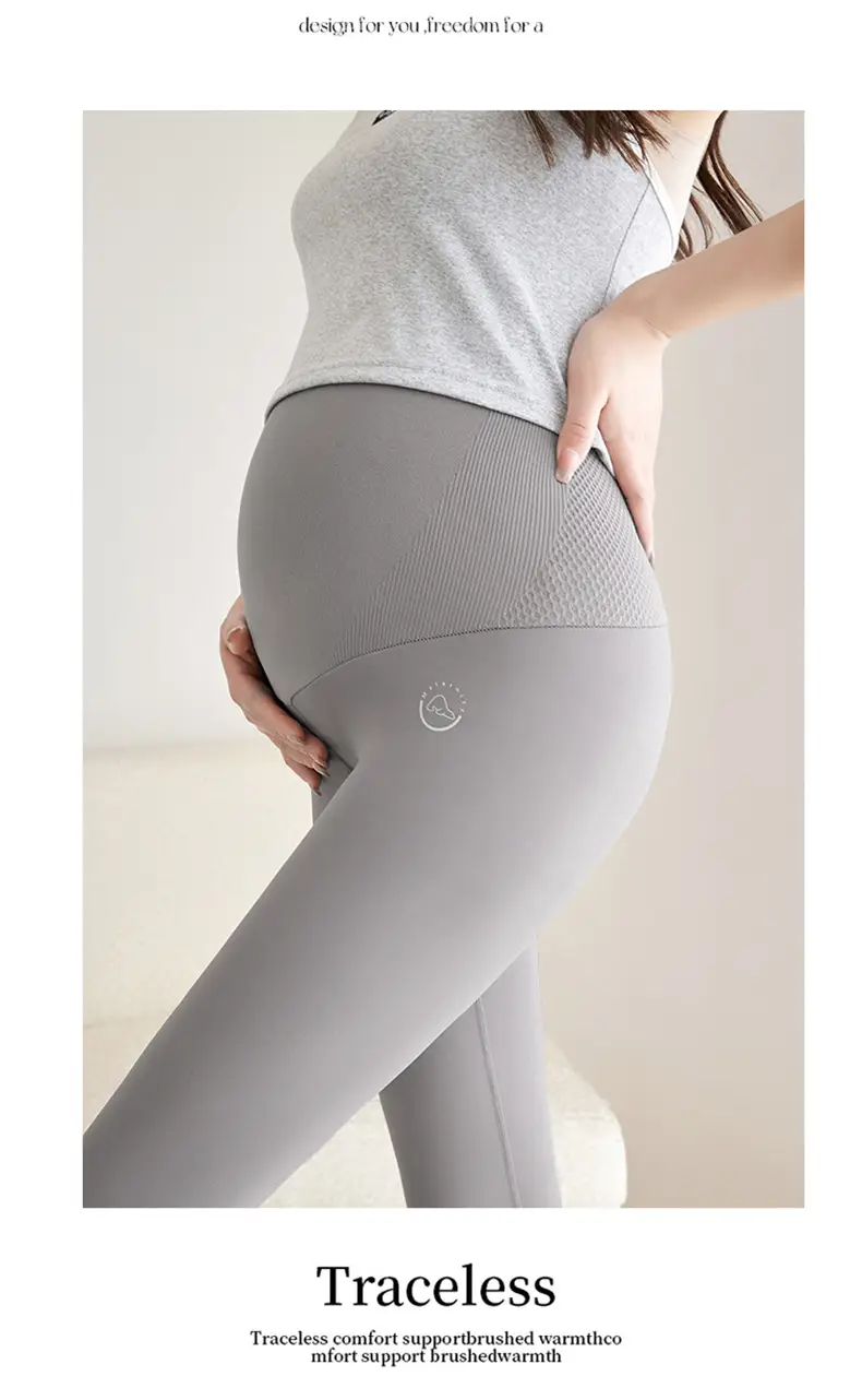 Pregnant Women's Warm Honeycomb Leggings Gray — feature 25
