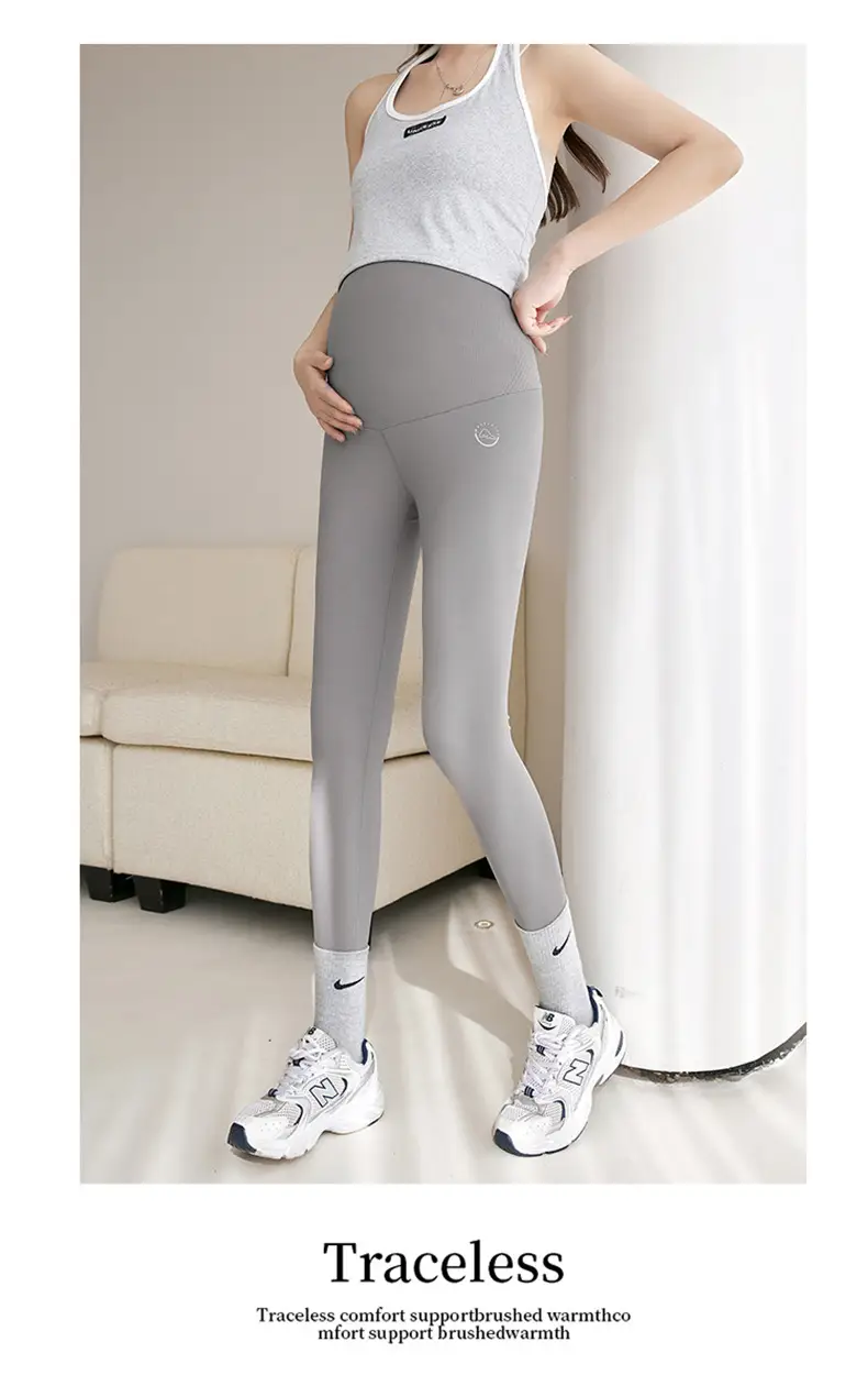 Pregnant Women's Warm Honeycomb Leggings Gray — feature 27