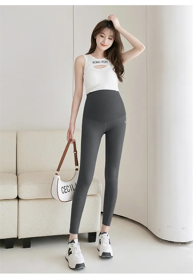 Pregnant Women's Warm Honeycomb Leggings Gray — feature 30