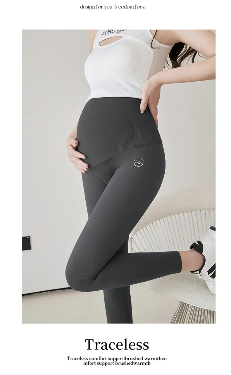 Pregnant Women's Warm Honeycomb Leggings Gray — feature 31