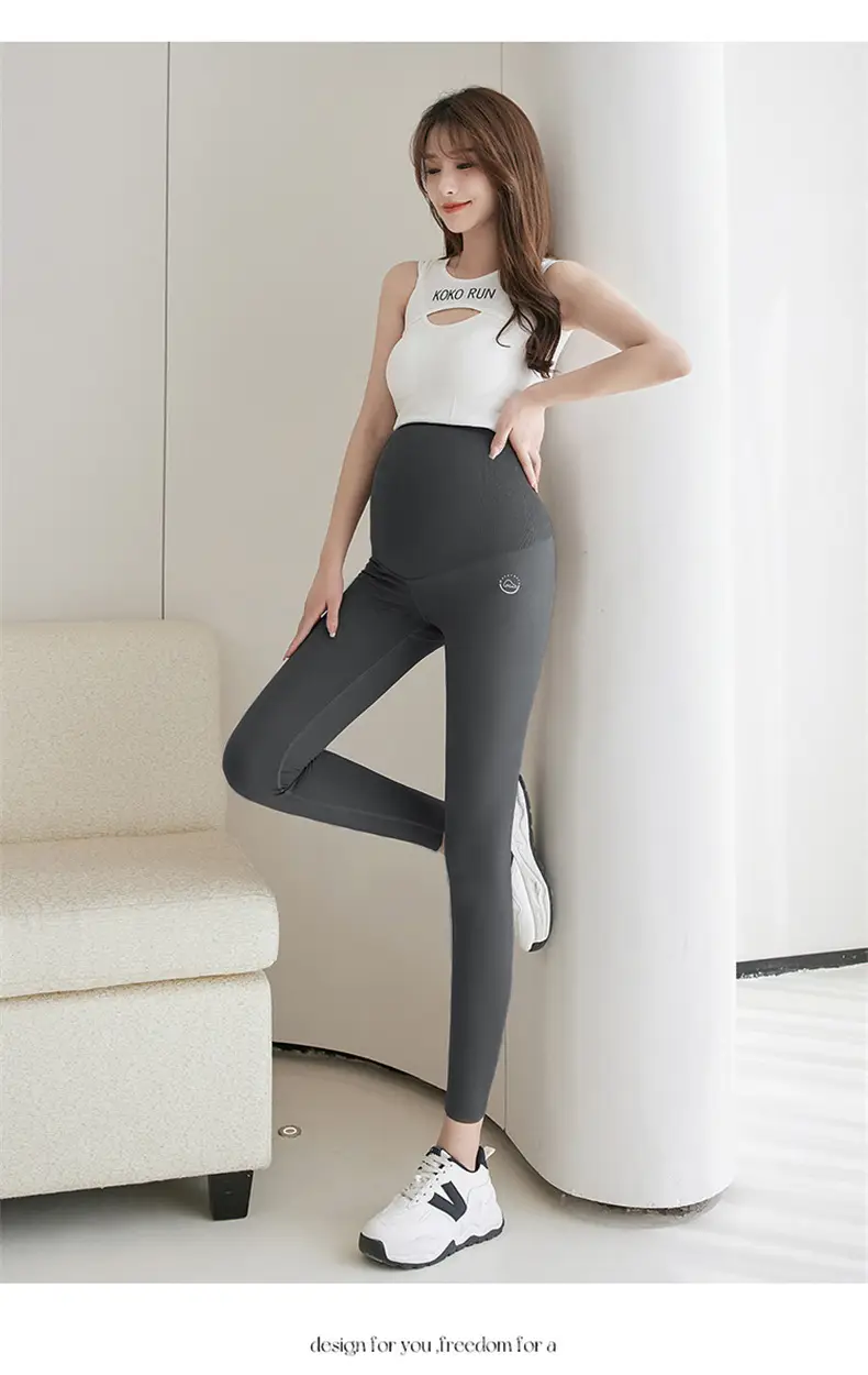 Pregnant Women's Warm Honeycomb Leggings Gray — feature 32