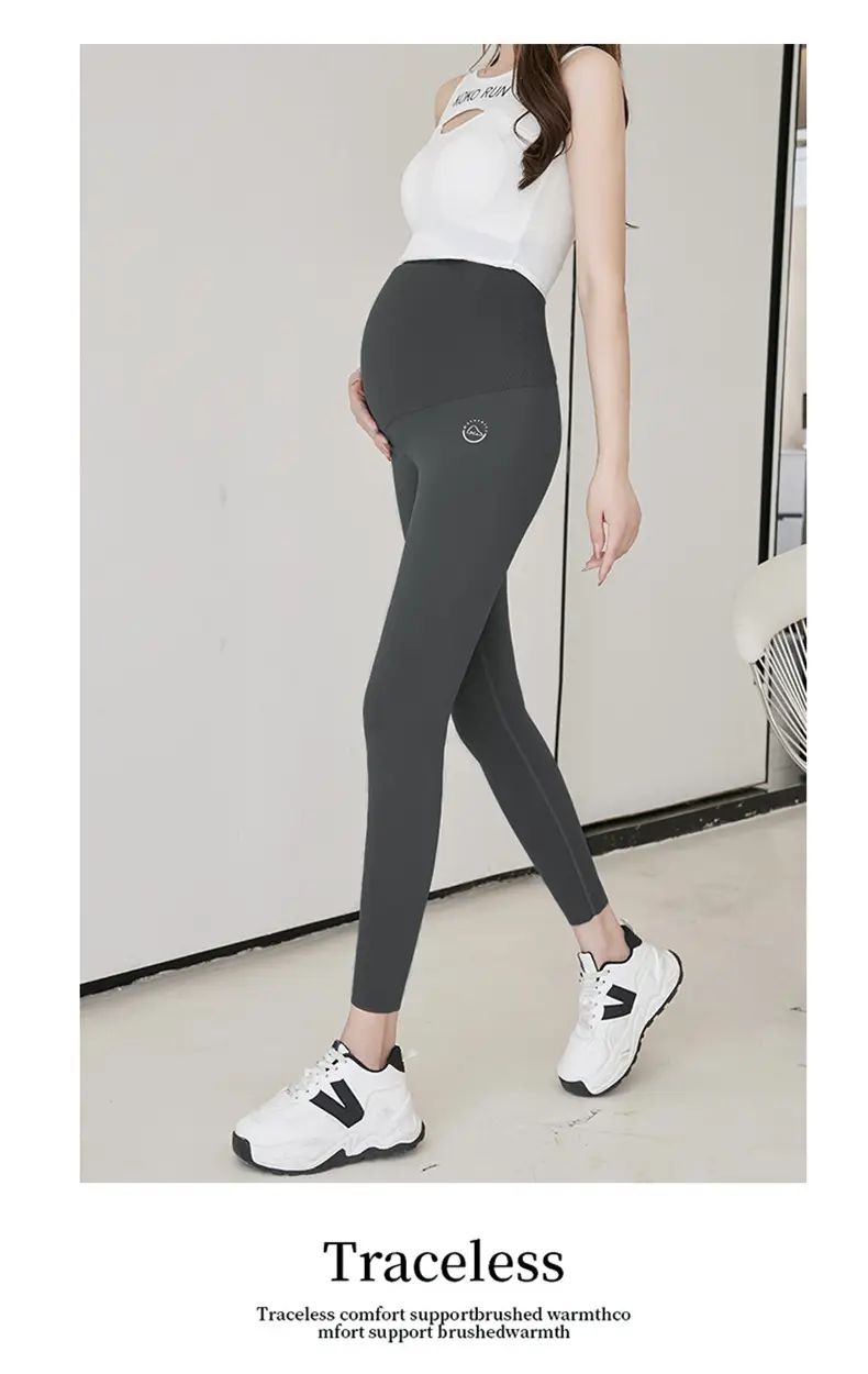 Pregnant Women's Warm Honeycomb Leggings Gray — feature 33