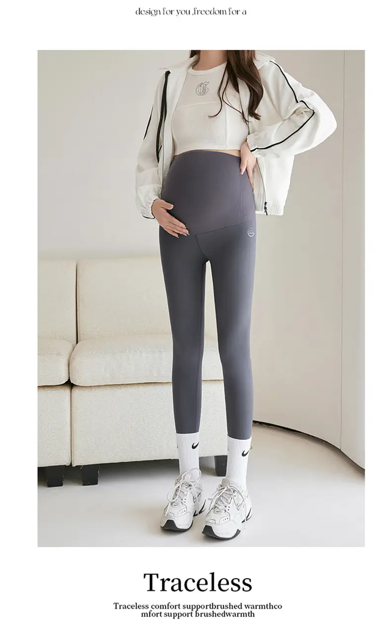 Pregnant Women's Warm Honeycomb Leggings Gray — feature 37